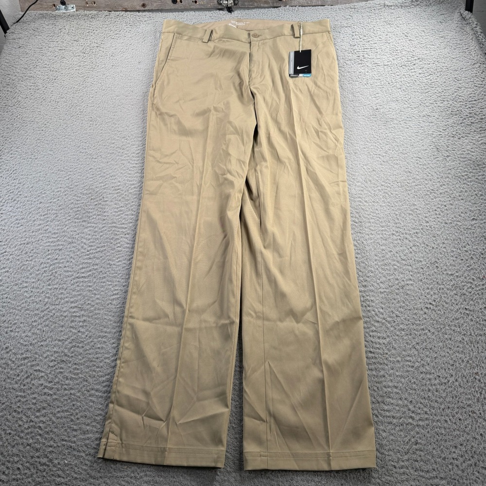 Nike Golf Tour Performance Flat Front Tech Pants Mens 34x32 Dri-Fit Khaki 639779